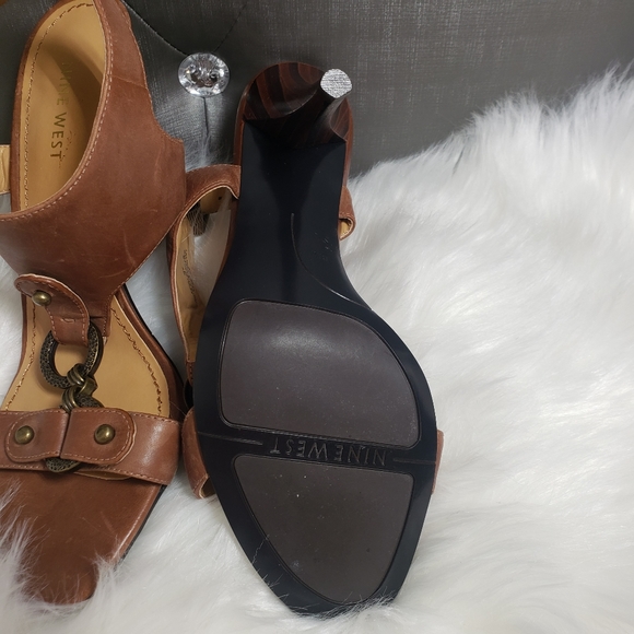 Nine west snooks tan heels leather upper - Picture 8 of 13